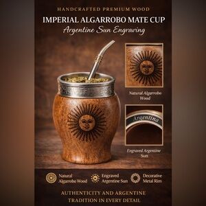 Premium Algarrobo Wood Mate Cup -Includes Free Bombilla (Metal Straw)